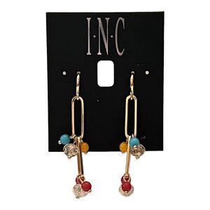 INC International Concepts Gold-Tone Link Multicolor Beaded Earrings